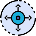 Illustration of advanced spatial accuracy with directional arrows and a target, symbolizing precise AR positioning.