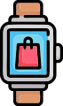 Smartwatch displaying a shopping bag icon representing online watch shopping and wearable commerce.
