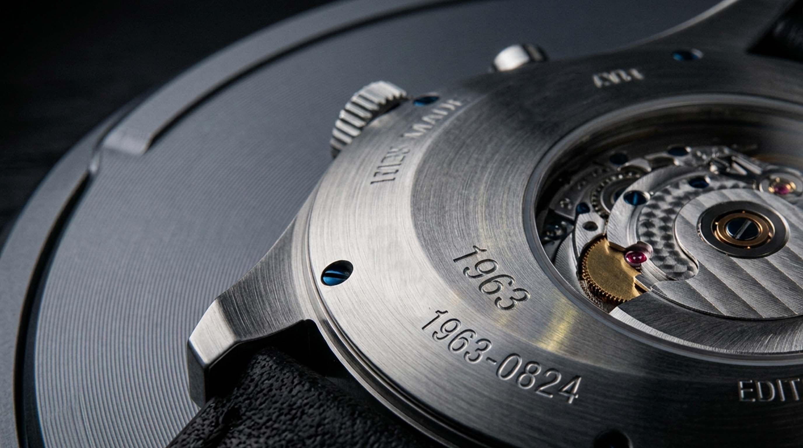 Luxury watch serial number engraved for iAugment digital watch warranty and authenticity verification.