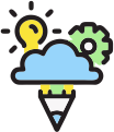 Atmospheric design icon with creative lighting, cloud, and innovation concept.