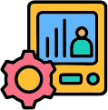 Automotive configuration software icon with vehicle settings, dashboard, and gear symbol.