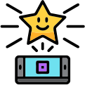Consumer electronics launch icon with featured smart device and product spotlight.