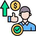 Improved executive ROI icon showing higher business returns through better customer engagement and digital strategy
