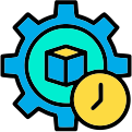 Real-time product configurator icon with gear and customizable 3D product for interactive shopping experience