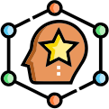 Award badge with star symbol representing memorable brand connections and customer experiences.