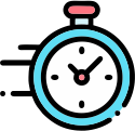 Stopwatch icon representing faster image creation and reduced production time.