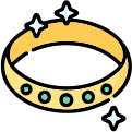 High-End Accessories: Luxury high-end accessory featuring a sparkling gold bracelet with colorful gemstones.