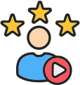 High-Intent Experiential Play: Person watching a video with stars, representing engaging digital experiences.
